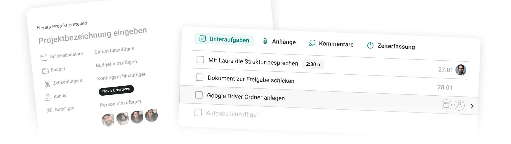 Plane Projekte und Aufgaben
